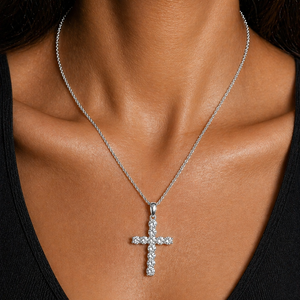 2.13 CTs Cross Pendant - 14k White Gold