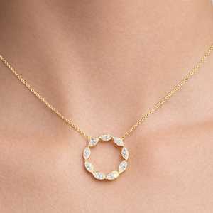 Marquise Halo Pendant - Yellow Gold