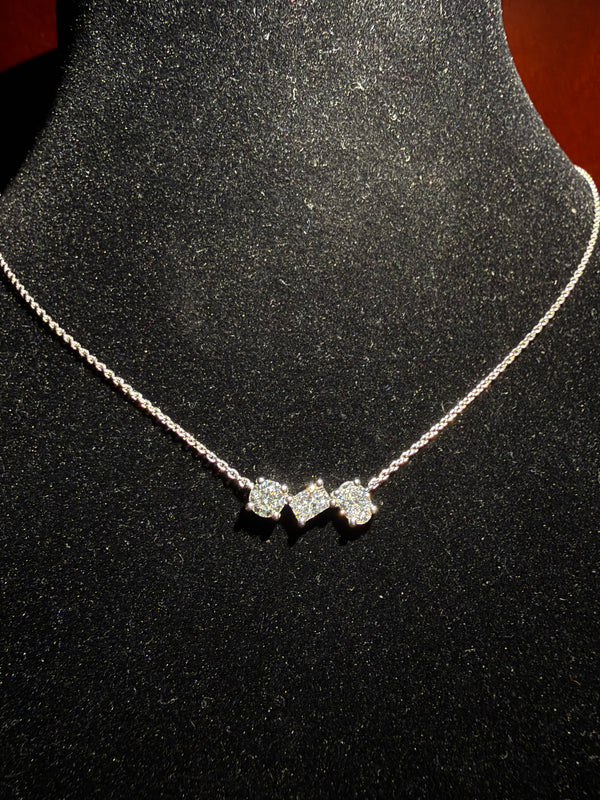 Triple Grace Solitaire Pendant - White Gold