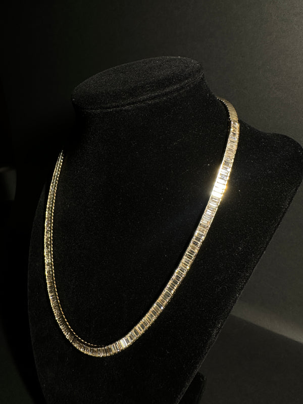 15.49 CTs Baguette Line Necklace