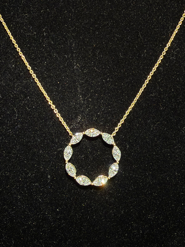Marquise Halo Pendant - Yellow Gold
