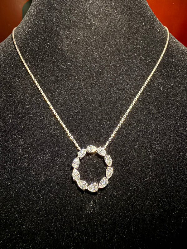 Pear Halo Pendant - White Gold