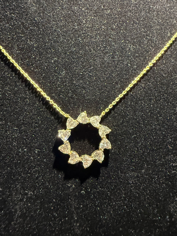 Heart Halo Pendant - Yellow Gold