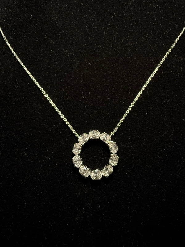 Oval Halo Pendant - White Gold