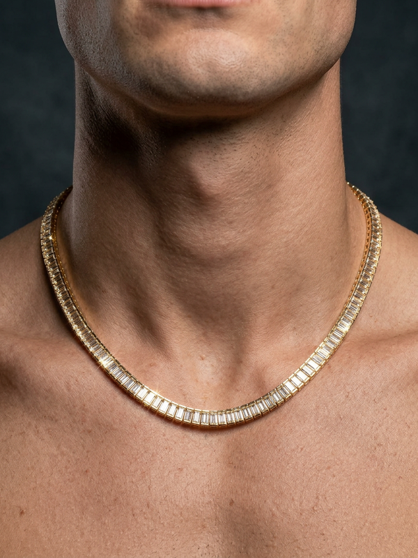 15.49 CTs Baguette Line Necklace