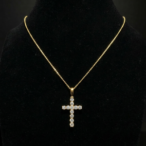 2.13 CTs Cross Pendant - 14k Yellow Gold