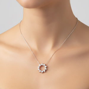 Heart Halo Pendant - White Gold