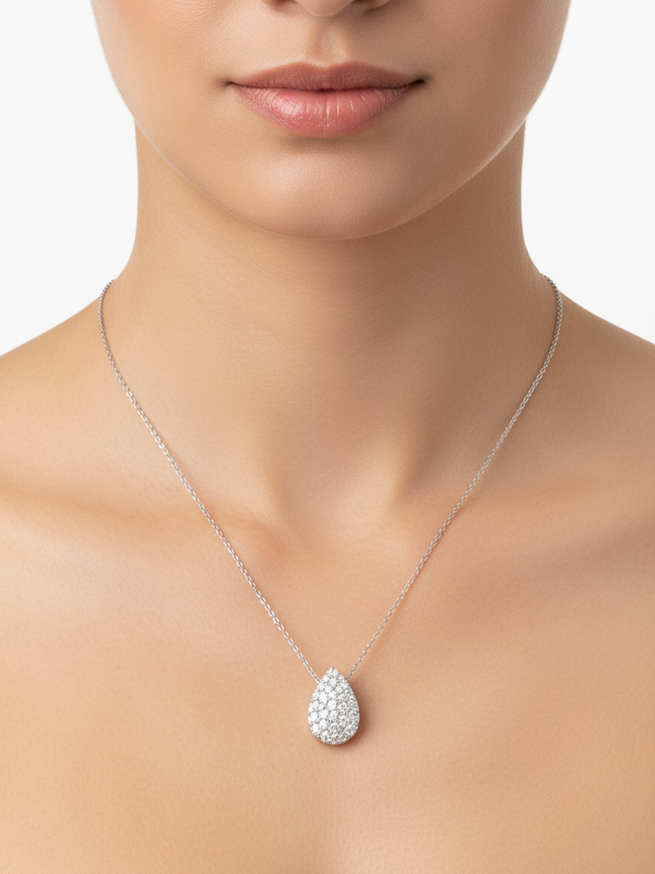 Aurelia Pear Cluster Pendant - White Gold