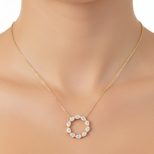 Pear Halo Pendant - Yellow Gold