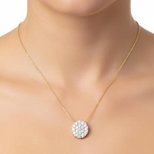 Celeste Round Cluster Pendant - Yellow Gold