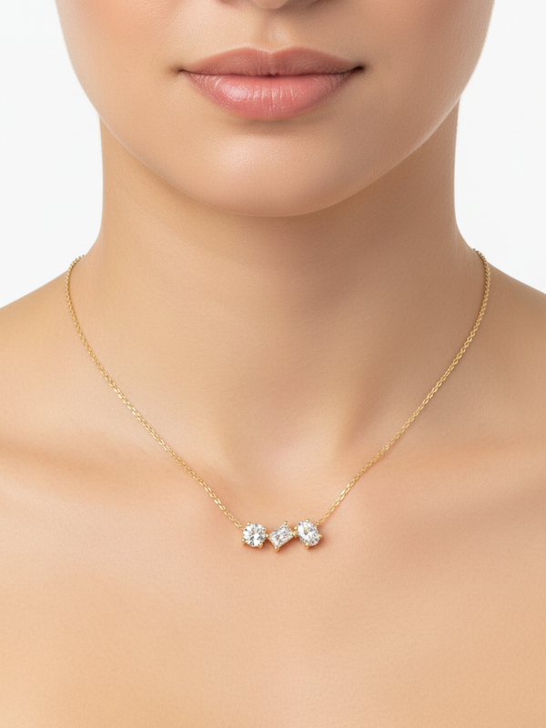 Triple Grace Solitaire Pendant - Yellow Gold
