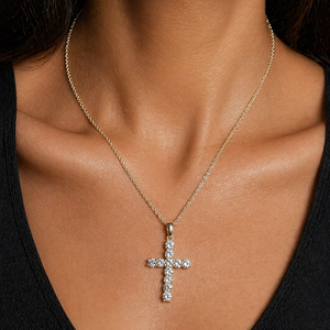 2.13 CTs Cross Pendant - 14k Yellow Gold