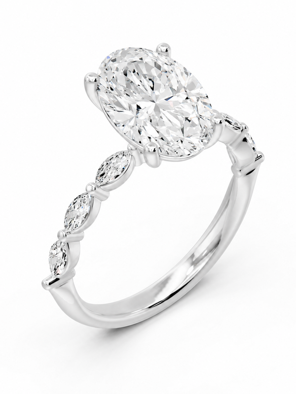 Oval and Marquise Pavé Ring - 4.05 cts