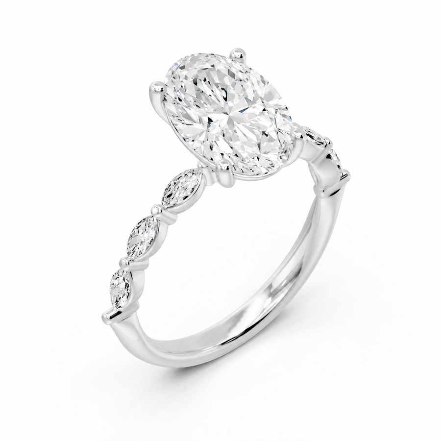 Oval and Marquise Pavé Ring - 4.05 cts