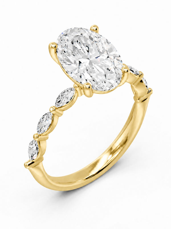 Oval and Marquise Pavé Ring - 4.53 cts