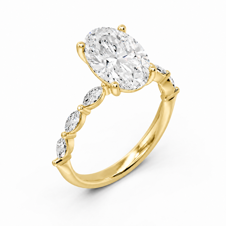 Oval and Marquise Pavé Ring - 4.53 cts