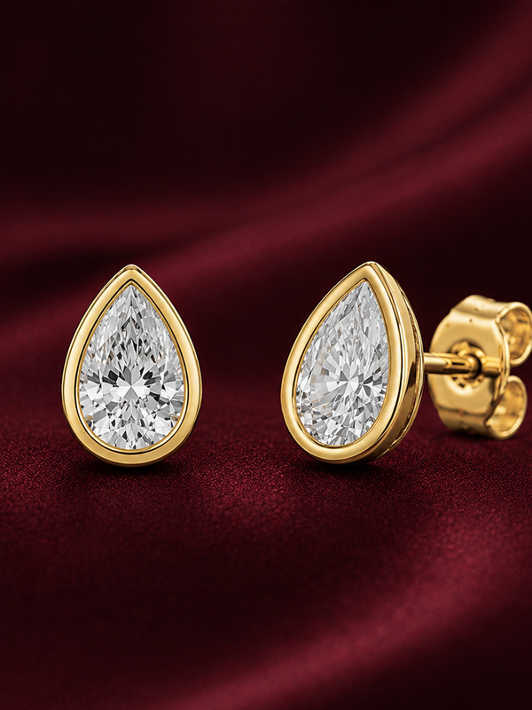 1 cts Pear Bezel Setting Earring