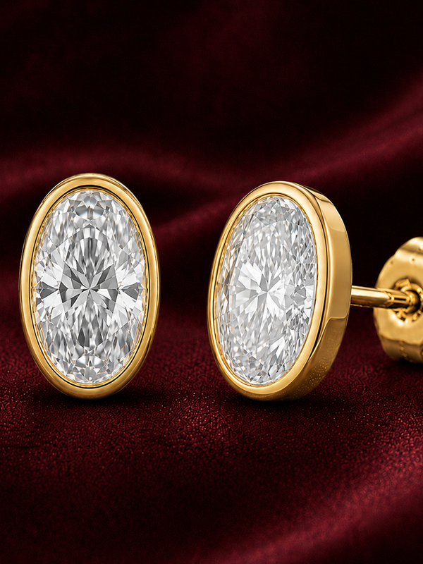 3.32 cts Oval Bezel Setting Earring