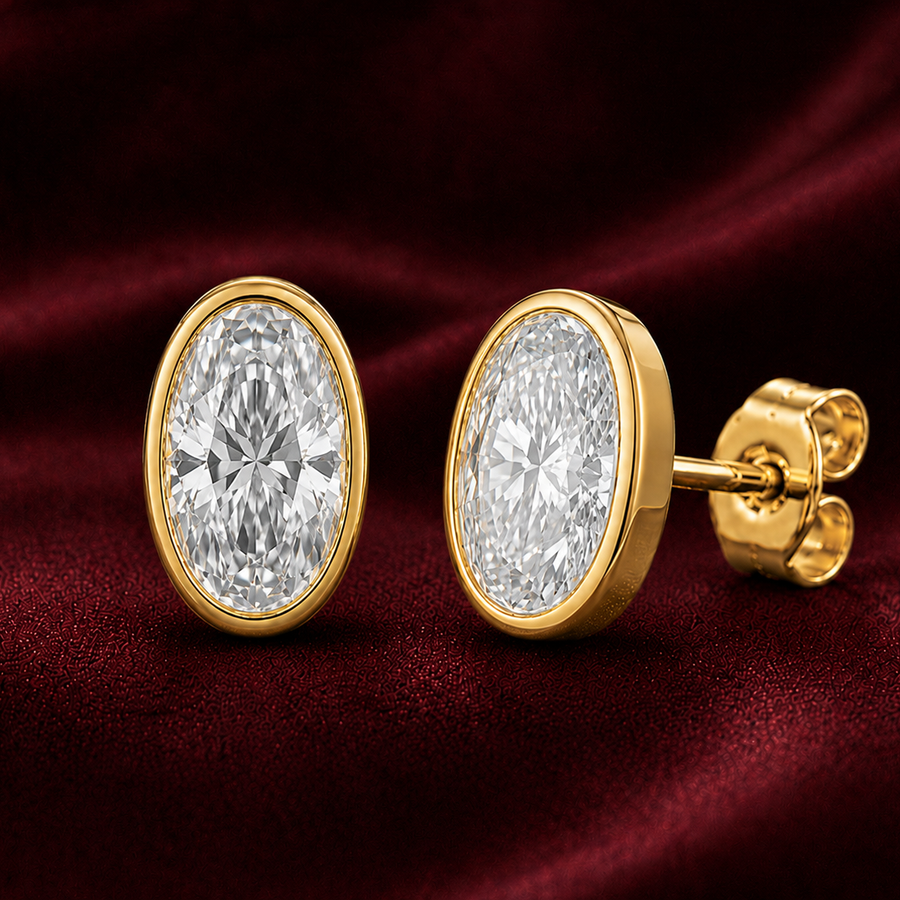3.32 cts Oval Bezel Setting Earring