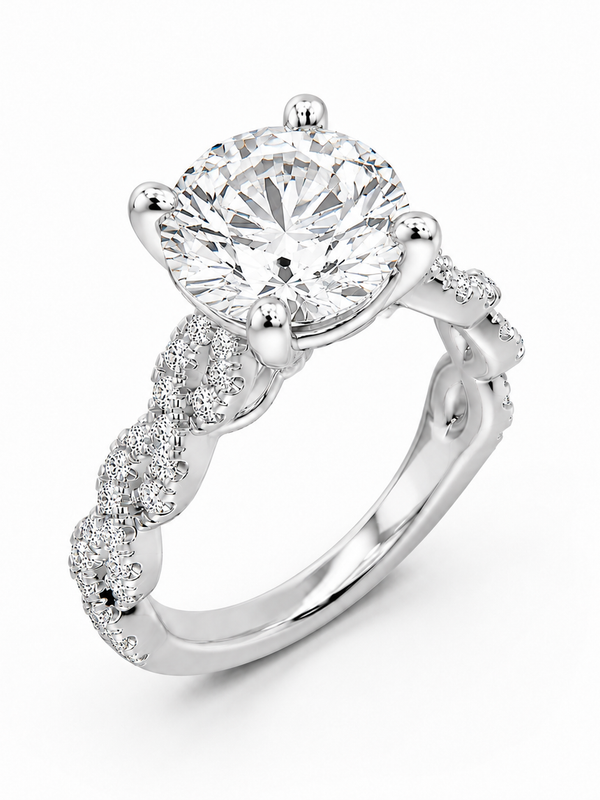 Round and Twisted Pavé Ring - 4.23 cts