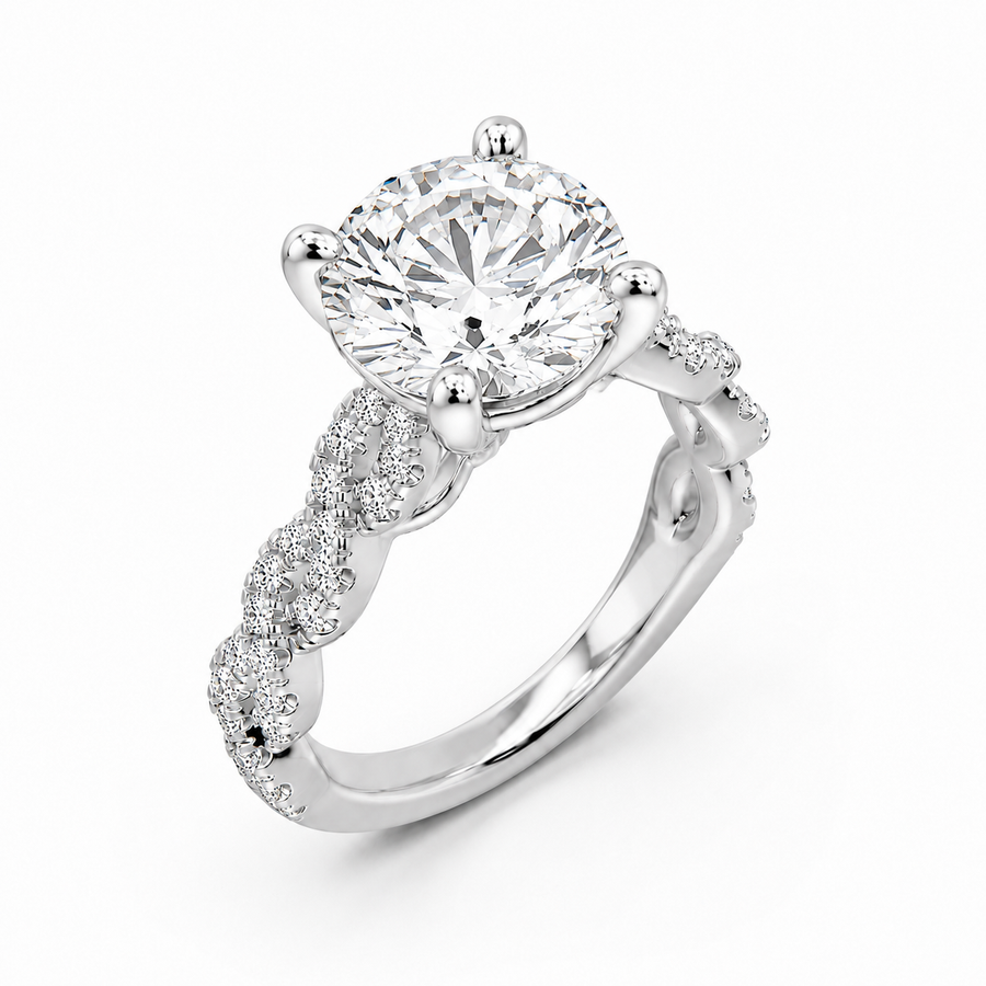 Round and Twisted Pavé Ring - 4.23 cts