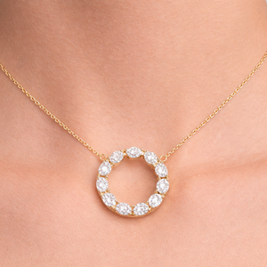 Oval Halo Pendant - Yellow Gold