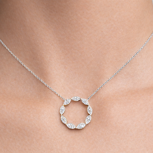 Marquise Halo Pendant - White Gold