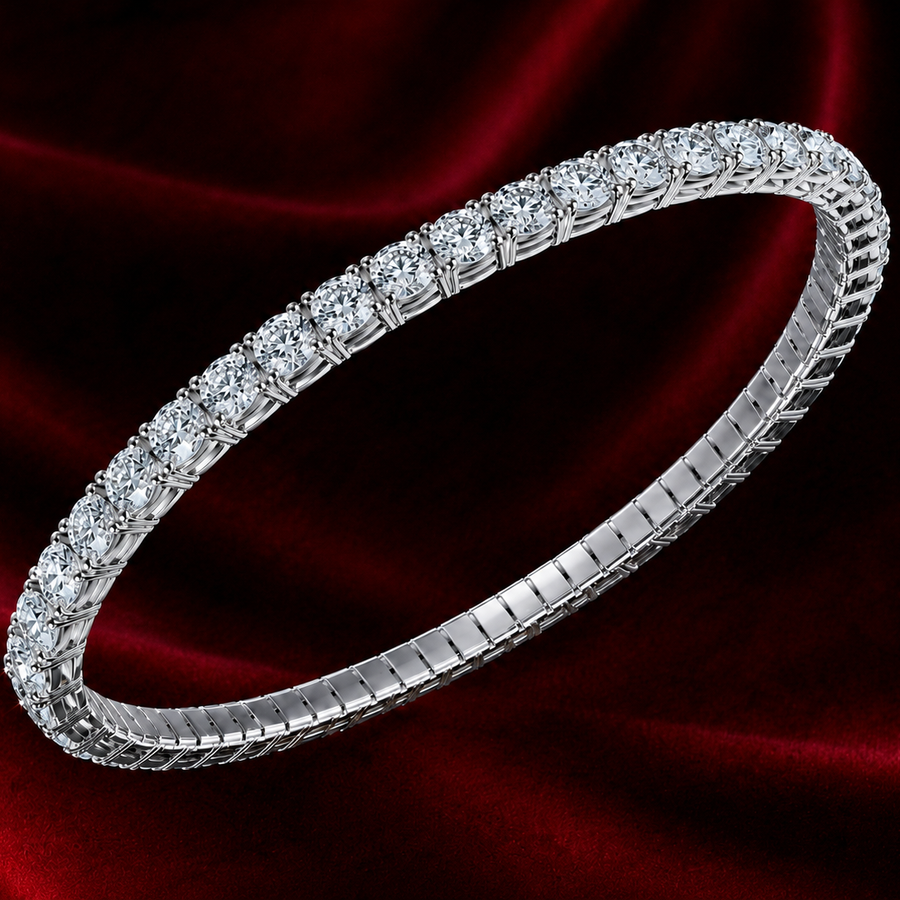 9.72 cts Flex Bangle - 14k White Gold