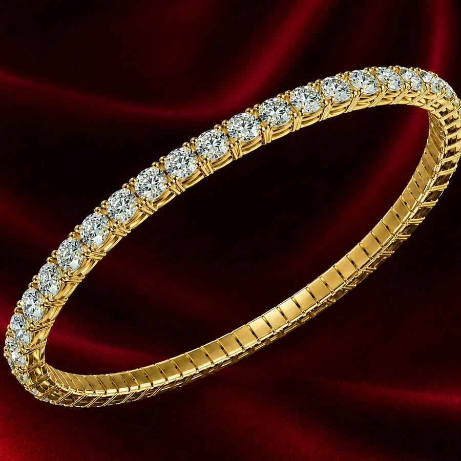 9.72 cts Flex Bangle - 14k Yellow Gold