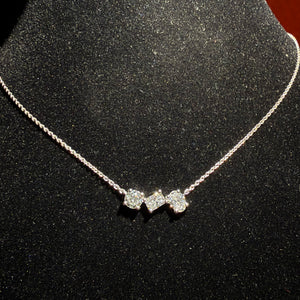 Triple Grace Solitaire Pendant - White Gold