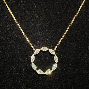 Marquise Halo Pendant - Yellow Gold