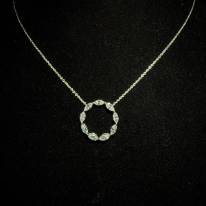 Marquise Halo Pendant - White Gold