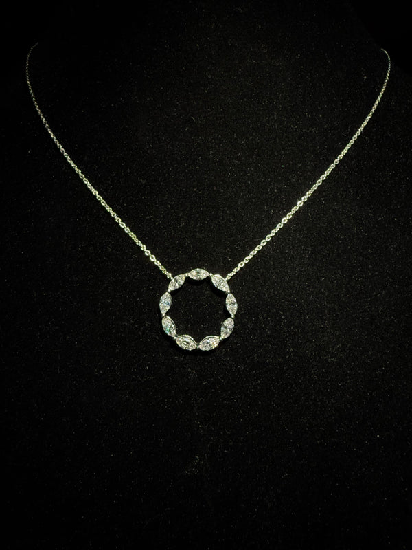 Marquise Halo Pendant - White Gold