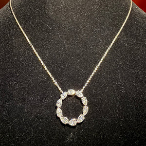 Pear Halo Pendant - White Gold