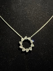 Heart Halo Pendant - White Gold