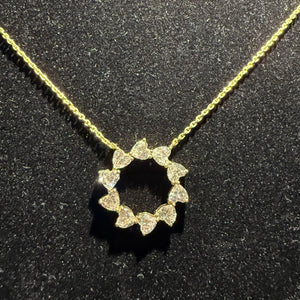 Heart Halo Pendant - Yellow Gold