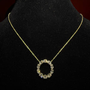 Oval Halo Pendant - Yellow Gold