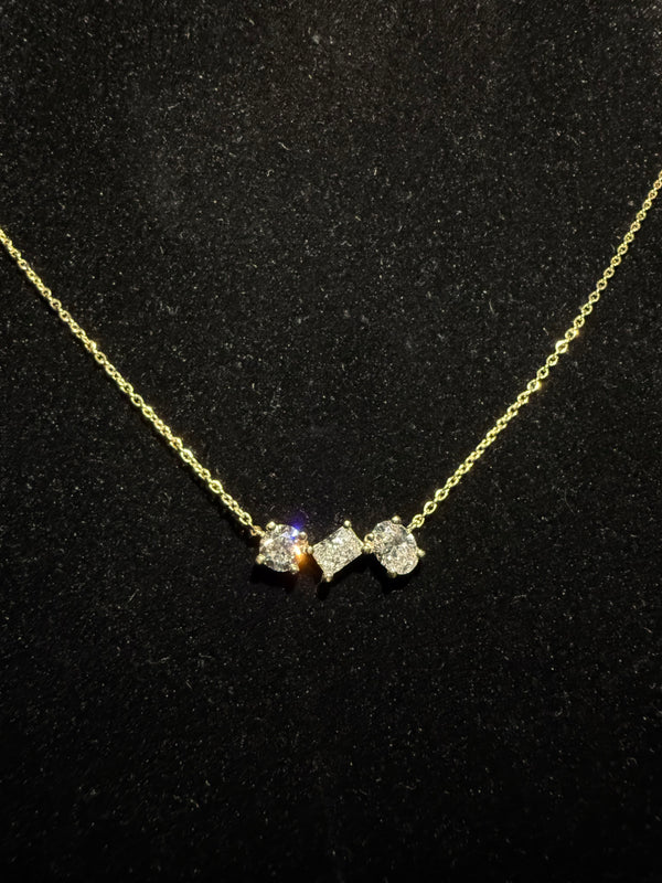 Triple Grace Solitaire Pendant - Yellow Gold