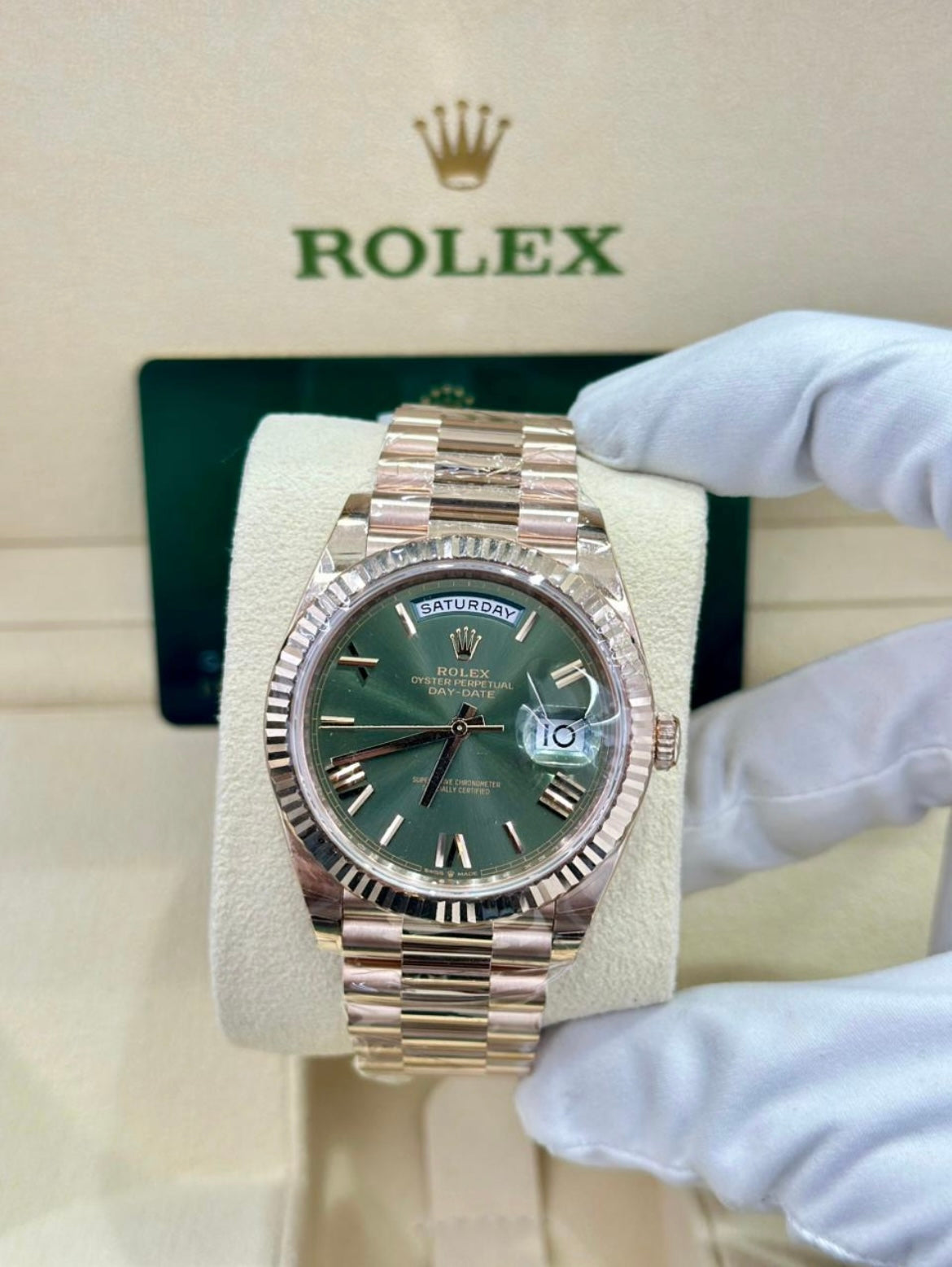 Rolex DayDate Rose Gold Olive