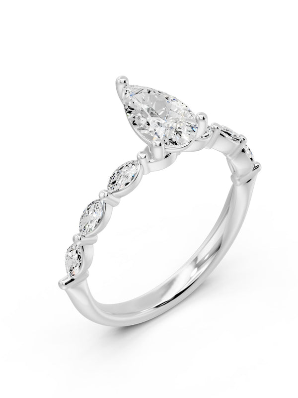 Pear and Marquise Pavé Ring - 1.38 cts