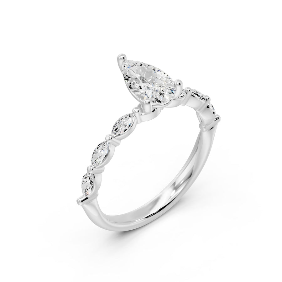 Pear and Marquise Pavé Ring - 1.38 cts