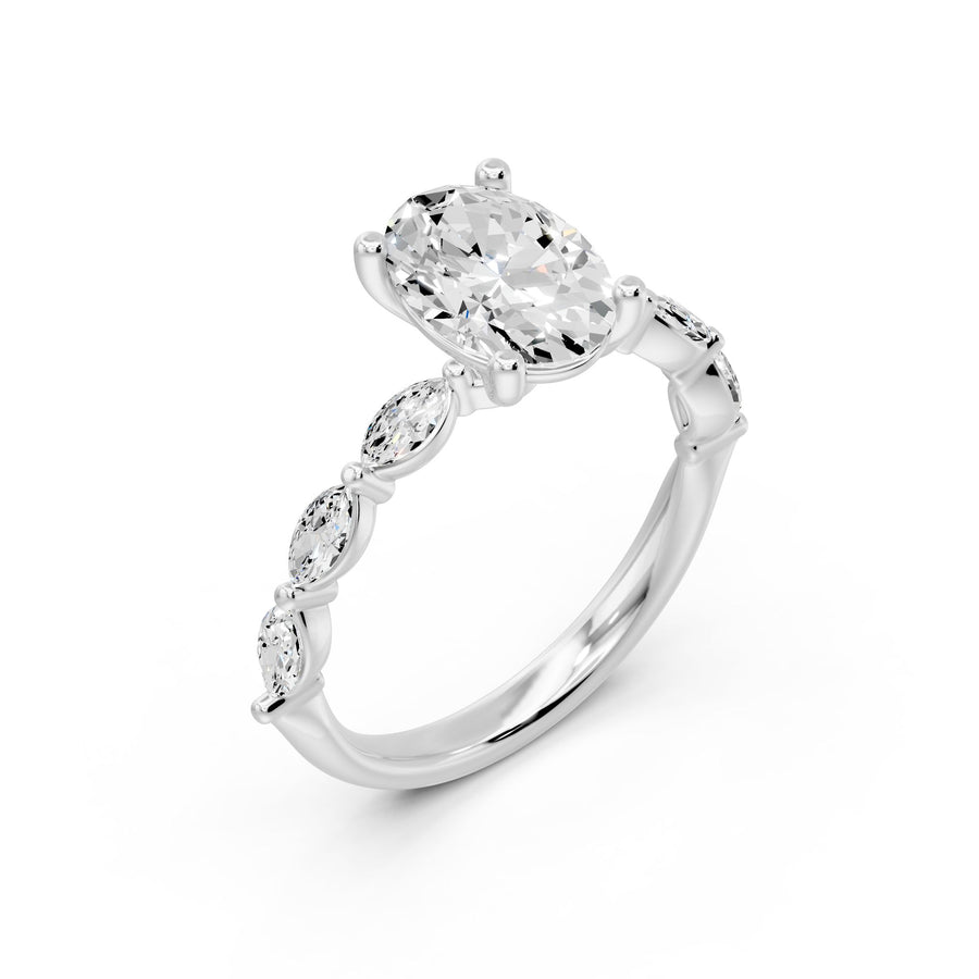 Oval and Marquise Pavé Ring - 2.57 cts