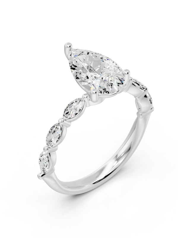 Pear and Marquise Pavé Ring - 4.14 cts