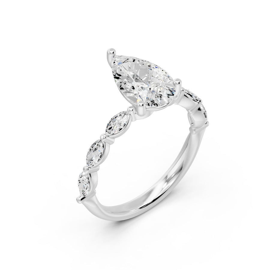 Pear and Marquise Pavé Ring - 4.53 cts