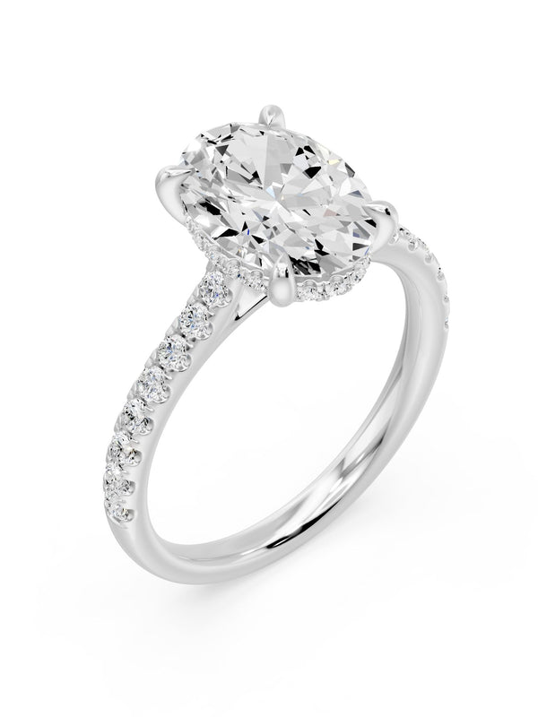 Oval with Pavé Ring - 3.45 cts