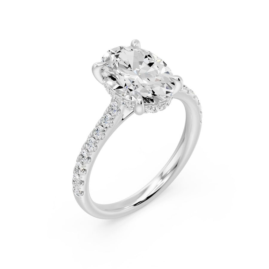 Oval with Pavé Ring - 3.45 cts