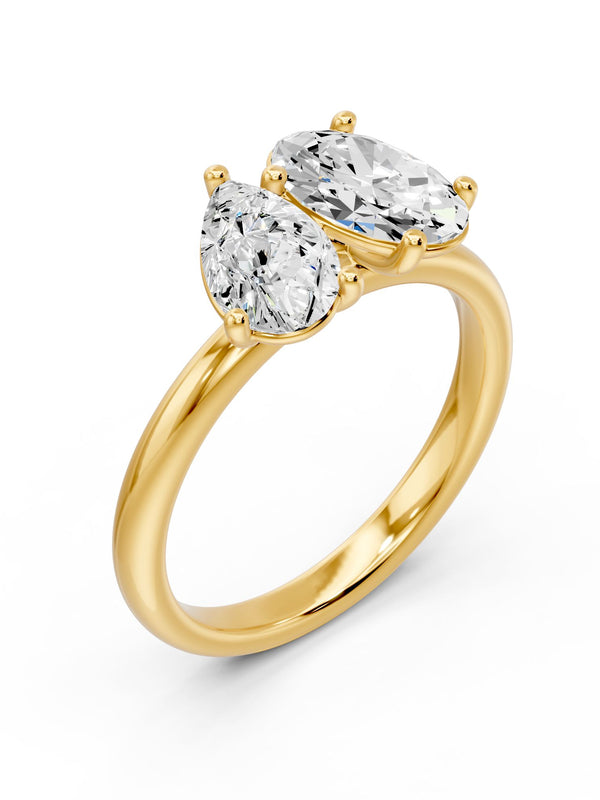 Pear and Oval Solitaire Ring - 2.59 cts