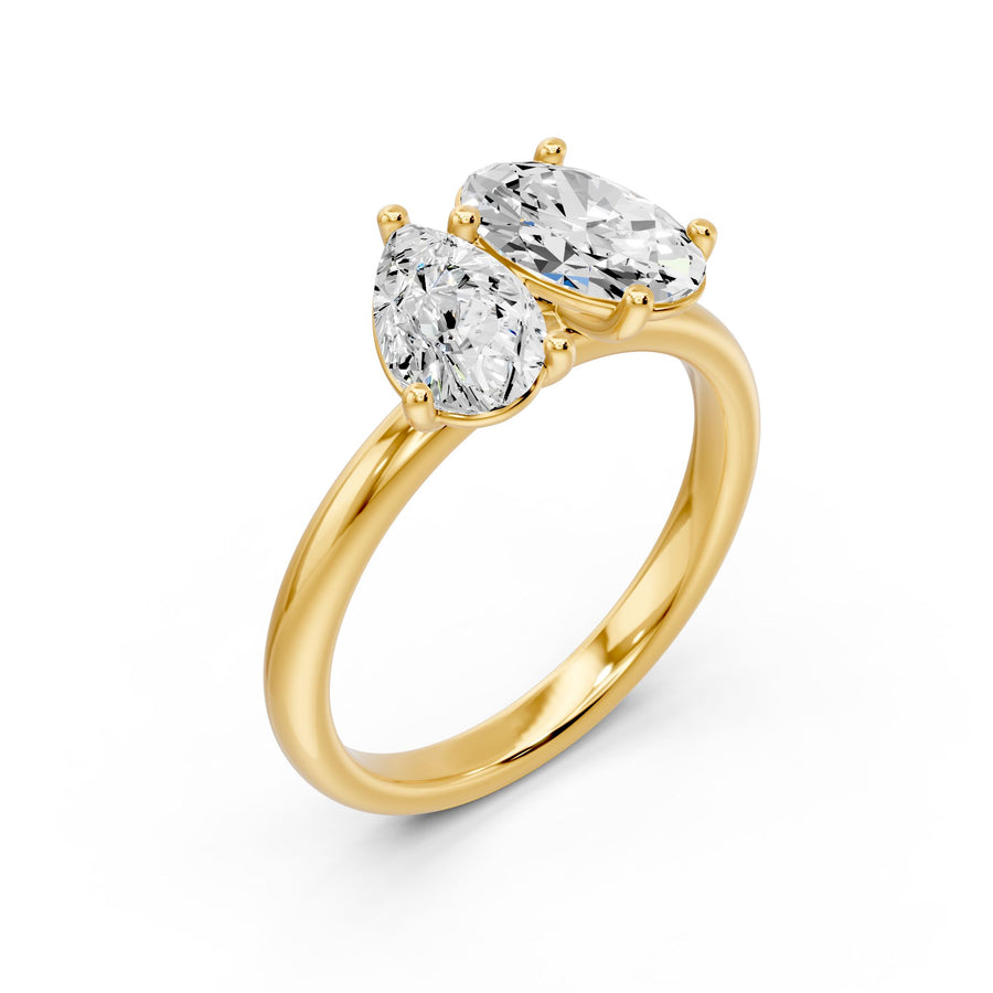 Pear and Oval Solitaire Ring - 2.59 cts