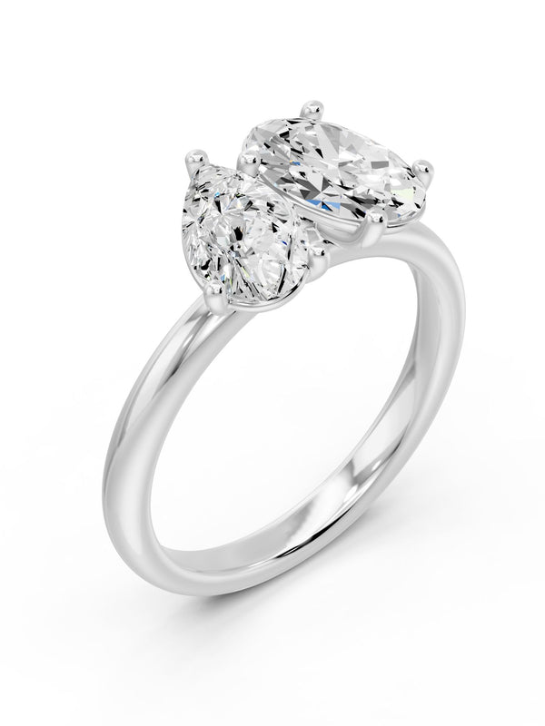 Duo Pear and Oval Solitaire Ring - 2.52 cts