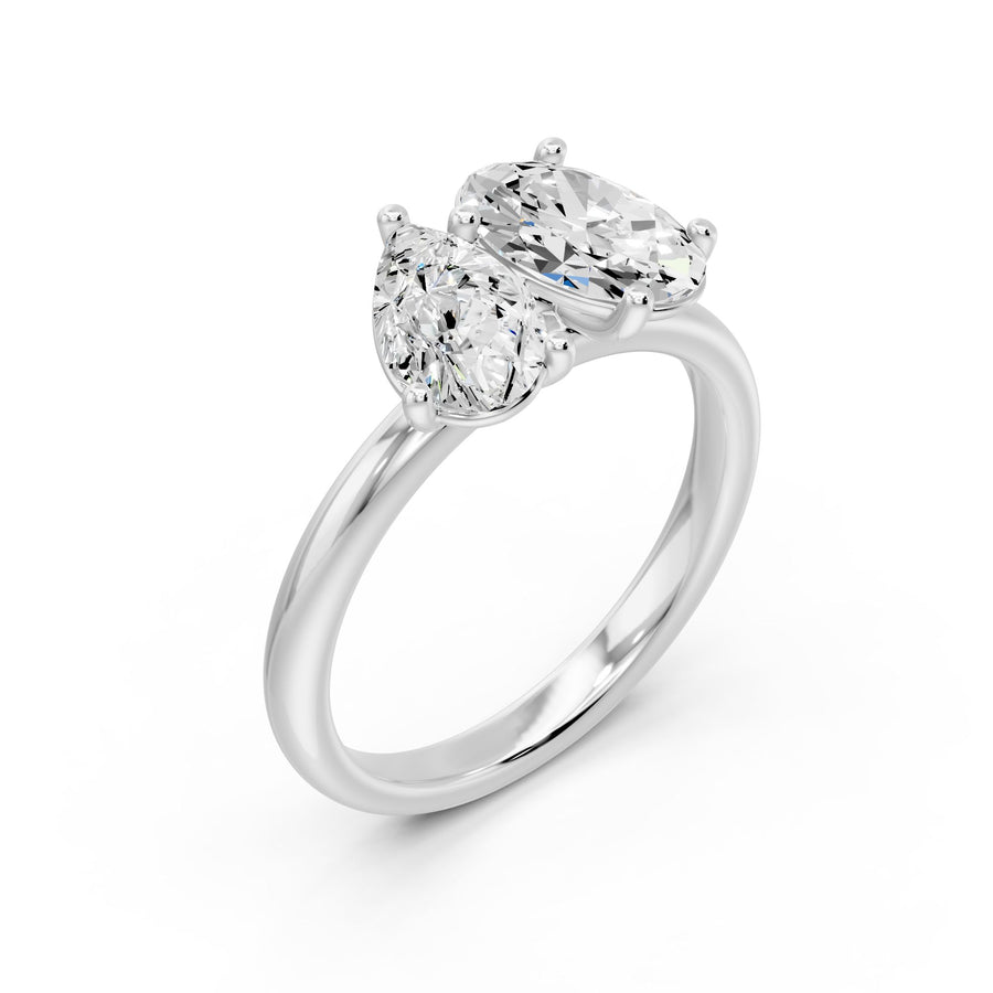 Duo Pear and Oval Solitaire Ring - 2.52 cts
